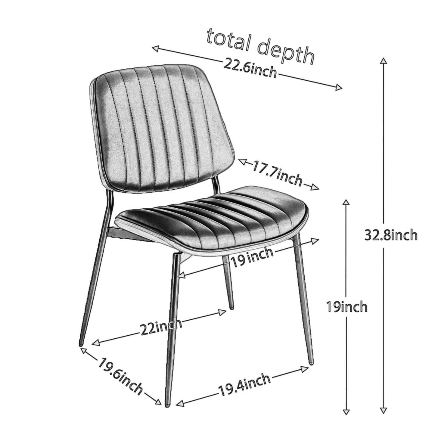 A&A Furniture, Dining Chairs Set of 2 Mid Century Modern Retro Faux Leather Chair with Walnut Bentwood Back Upholstered Seat Metal Legs Adjustable Foot for Kitchen Dining Room Chairs(Black PU) image 8