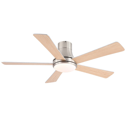 52 in. Farmhouse Brushed Nickel Integrated LED Smart Ceiling Fan with DC Remote Control for Bedroom, Living Room image 6