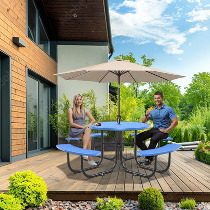 Blue Round Table & Chair Set with Umbrella Hole image 10