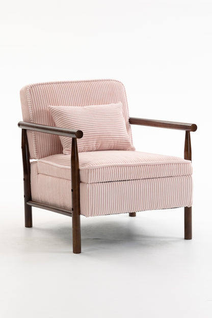 Storage Chair,Mid Century Modern Accent Chair with Wood Frame, Upholstered Living Room Chairs with Waist Cushion, Reading Armchair for Bedroom Sunroom image 6
