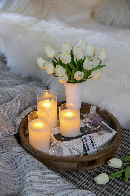 S/3 Real Flame-Effect LED Wax Candles Light With Remote Timer, White L:D3x6" M:D3x5" S:D3x4" image 6