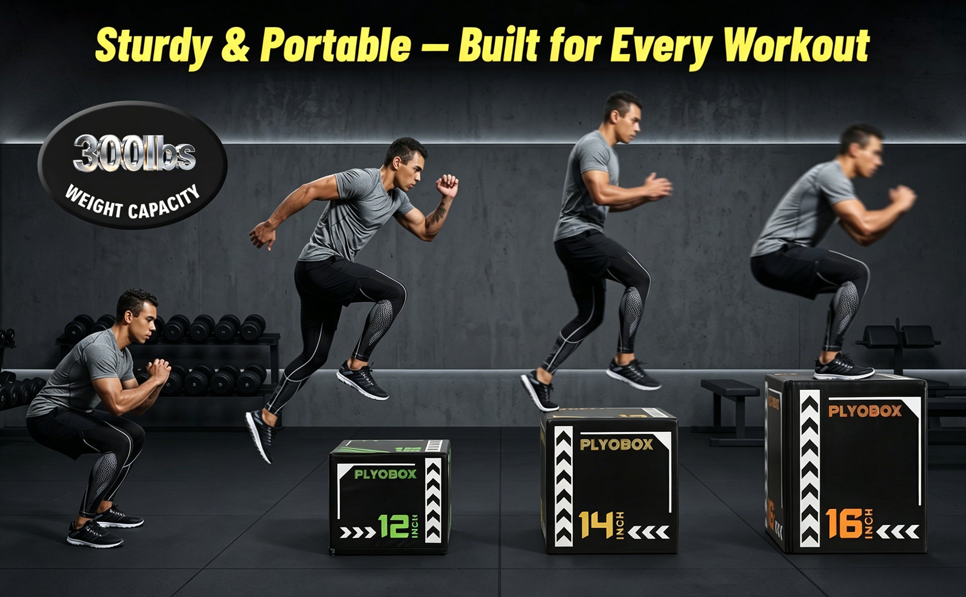 3-in-1 Foam Plyometric Jump Box, 12/14/16 Inch Multi-Height Soft Plyo Box, High-Density EPE Core with Non-Slip PVC Cover, for Beginners, Kids, Home Gym & Rehab Training image 3