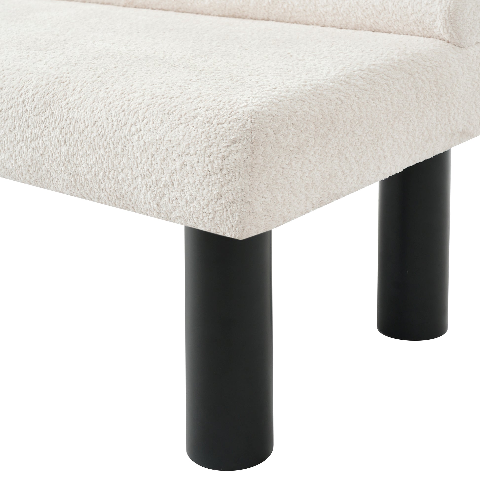 Upholstered Dining Bench, End of Bed, Entryway Bench, Ottoman for Dining Room, Bedroom, Living Room, Rubber Wood Leg 300 LBS Support, Beige image 12