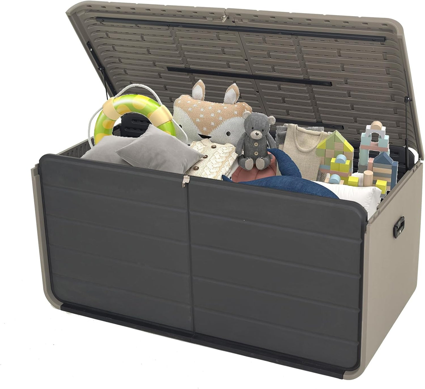 Resin Deck Box 160 Gallons, Large Heavy-Duty Outdoor Storage Box, Lockable & Waterproof Patio Outside Storage Box for Patio Furniture, Tools, Pool Supplies image 2