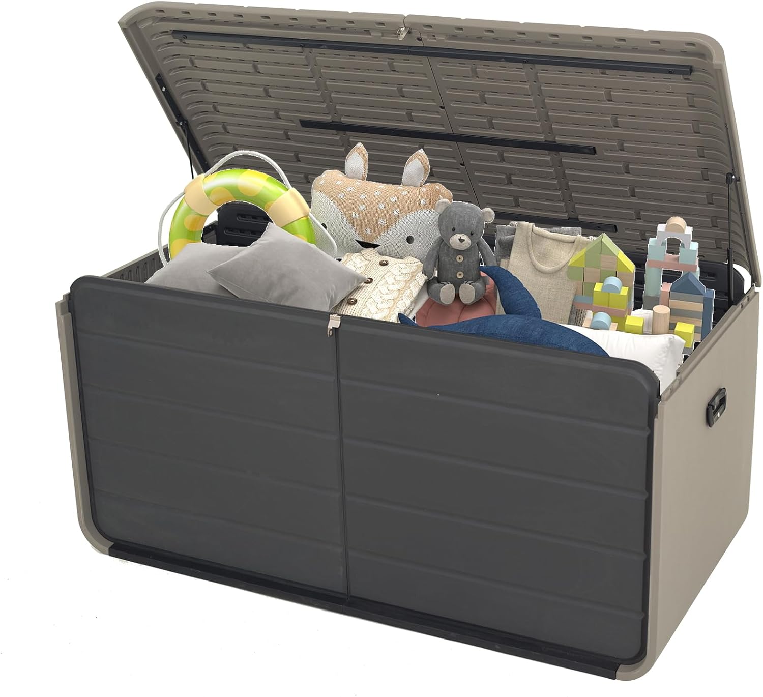 Resin Deck Box 160 Gallons, Large Heavy-Duty Outdoor Storage Box, Lockable & Waterproof Patio Outside Storage Box for Patio Furniture, Tools, Pool Supplies image 2