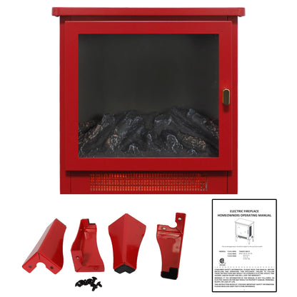 18 inch Freestanding Electric Fireplace Stove heater with 3D Flame effect,Classic Red image 9
