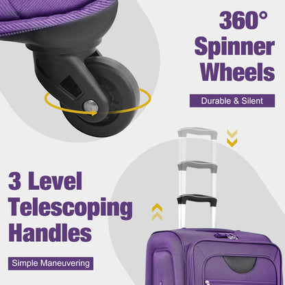 Softside Luggage Expandable 3 Piece Set Suitcase with Duffel Bag Upright Spinner Softshell Lightweight Luggage Travel Set-22/26/30 IN image 7