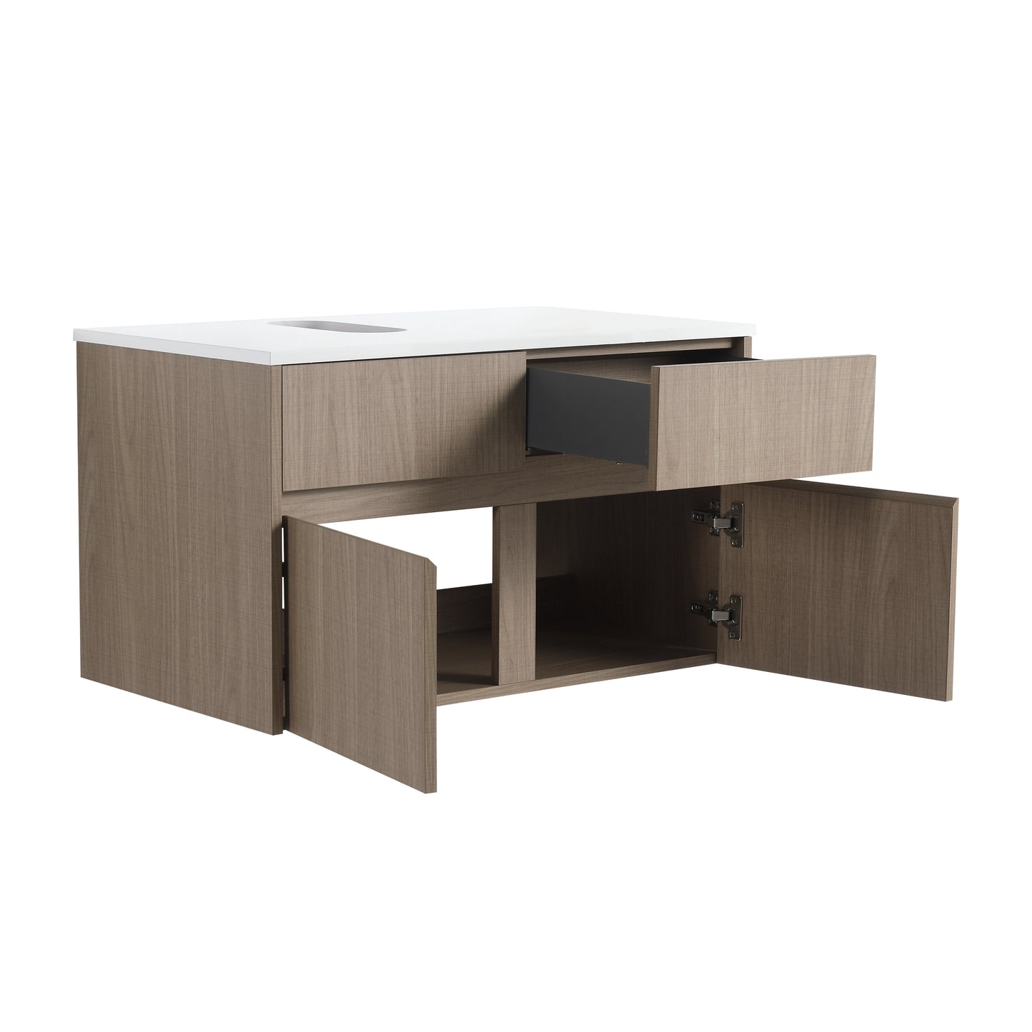32(31-1/2") Inch Wall-Mounted Bathroom Vanity, 2-Soft Close Doors and 1-Drawer, KD-Packing, Particle Board (Vanity Only, Without Sink) image 8