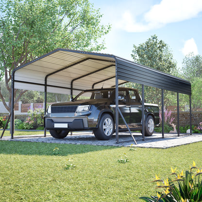 13x20 FT Metal Carport,Garage with Upgraded Triangle Reinforced Frame&4 Poles,Galvanized Steel Hardtop Roof,Heavy-Duty All-Weather Shelter for Car,Truck,Boat,Outdoor Storage image 1