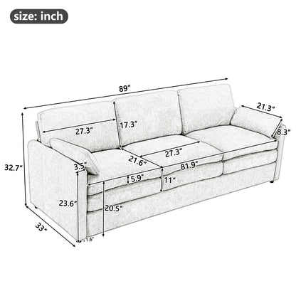 89" Cozy Upholstered 3-seater Sofa Oversized Comfy Cloud Sofa Double Cushion 3-seater Sofa Plush Cushion Sofa Couch for Living Room, Beige image 10