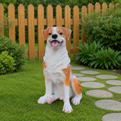 Lifelike Hound Dog Statue, Realistic Resin Animal Figurine for Indoor Outdoor Garden Lawn Yard Home Decor, Art Craft Gift, Brown+White image 11