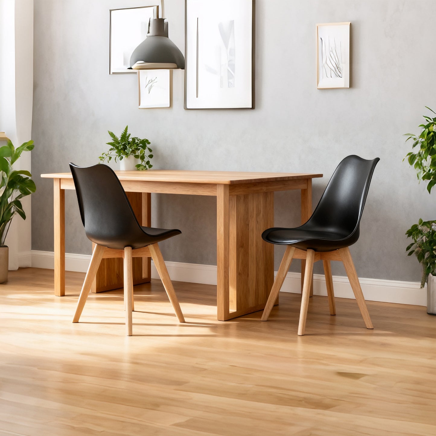 Set of four dining chairs, medieval modern style dining chairs for kitchen and dining room, with wooden legs, black image 2
