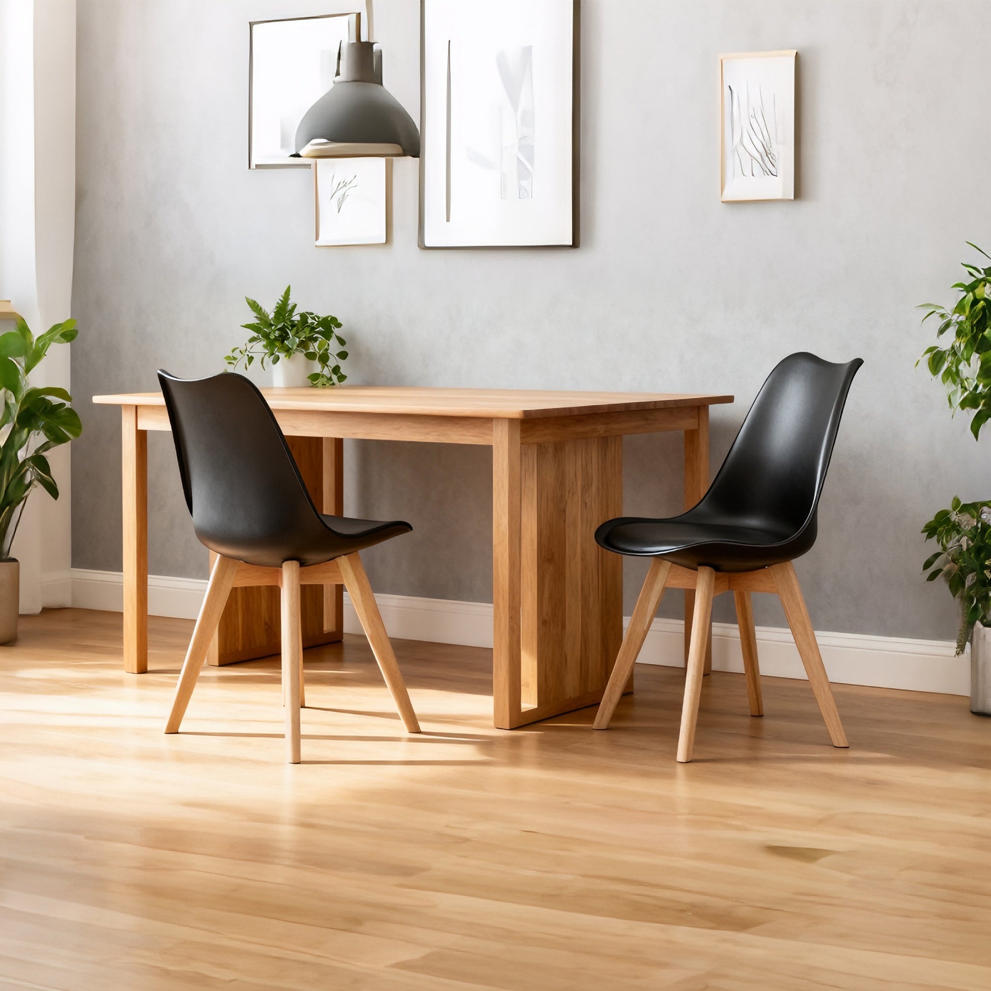 Set of four dining chairs, medieval modern style dining chairs for kitchen and dining room, with wooden legs, black image 2