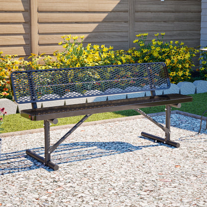 72" Heavy Duty Metal Picnic Bench for 3-4 Adults, Outdoor Dining Table with 882LBS Capacity, Galvanized Steel Rustproof Frame, Diamond Mesh Top – For Garden, Patio, Park, School, Commercial image 1