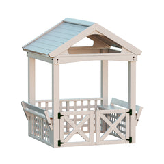 Outdoor  Wooden Playhouse  with bench and door