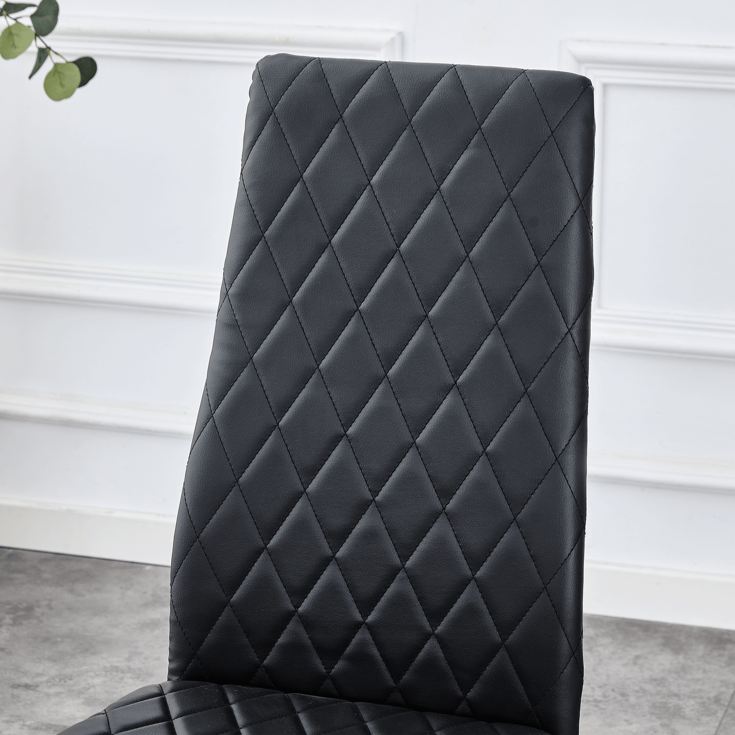 Modern Style Dining Chairs Set of 6 in Black, Essential for Minimalist Homes.Meeting Family Dining Needs,PU Material Seat,Silver Metal Legs,Blending into Various Home Environments.W1151107275 image 12