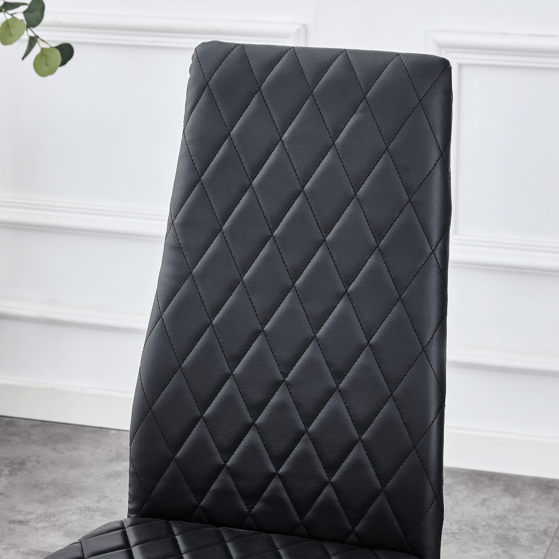 Modern Style Dining Chairs Set of 6 in Black, Essential for Minimalist Homes.Meeting Family Dining Needs,PU Material Seat,Silver Metal Legs,Blending into Various Home Environments.W1151107275 image 12