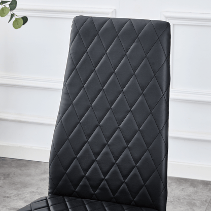 Modern Style Dining Chairs Set of 6 in Black, Essential for Minimalist Homes.Meeting Family Dining Needs,PU Material Seat,Silver Metal Legs,Blending into Various Home Environments.W1151107275 image 12