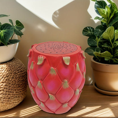 13.4" Oversized Resin Dragon Fruit Stool, Multi-Purpose Side Table & Plant Stand, Decorative Furniture for Home, Garden, Patio, Indoor & Outdoor Use image 1