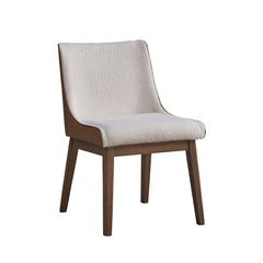 Ginny White Boucle, Brown Velvet & Walnut Finish Side Chair (Set of 2)