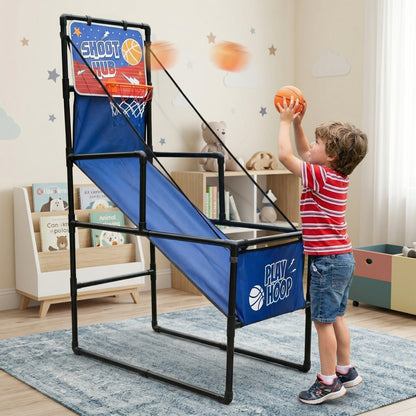 Kids Single Shot Basketball Arcade Game, Indoor Basketball Hoop with 2 Balls & Pump, Foldable Stand for Toddlers & Children image 12