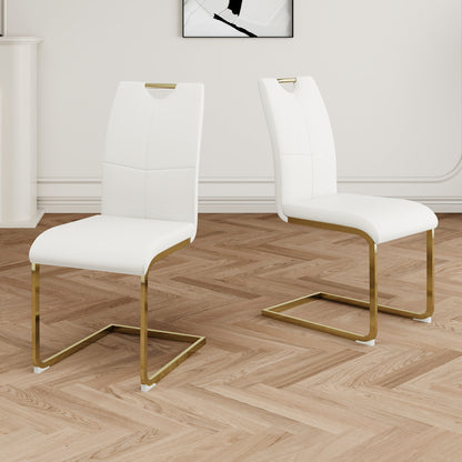 Modern Dining Chairs with Faux Leather Padded Seat Dining Living Room Chairs Upholstered Chair with gold Metal Legs Design for Kitchen, Living, Bedroom, Dining Room Side Chairs Set of 2 image 2