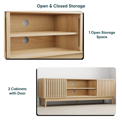 55-inch TV stand, mid-century modern style TV stand (suitable for 55/65-inch TVs), entertainment center with storage, media console for living room and bedroom, oak color image 8