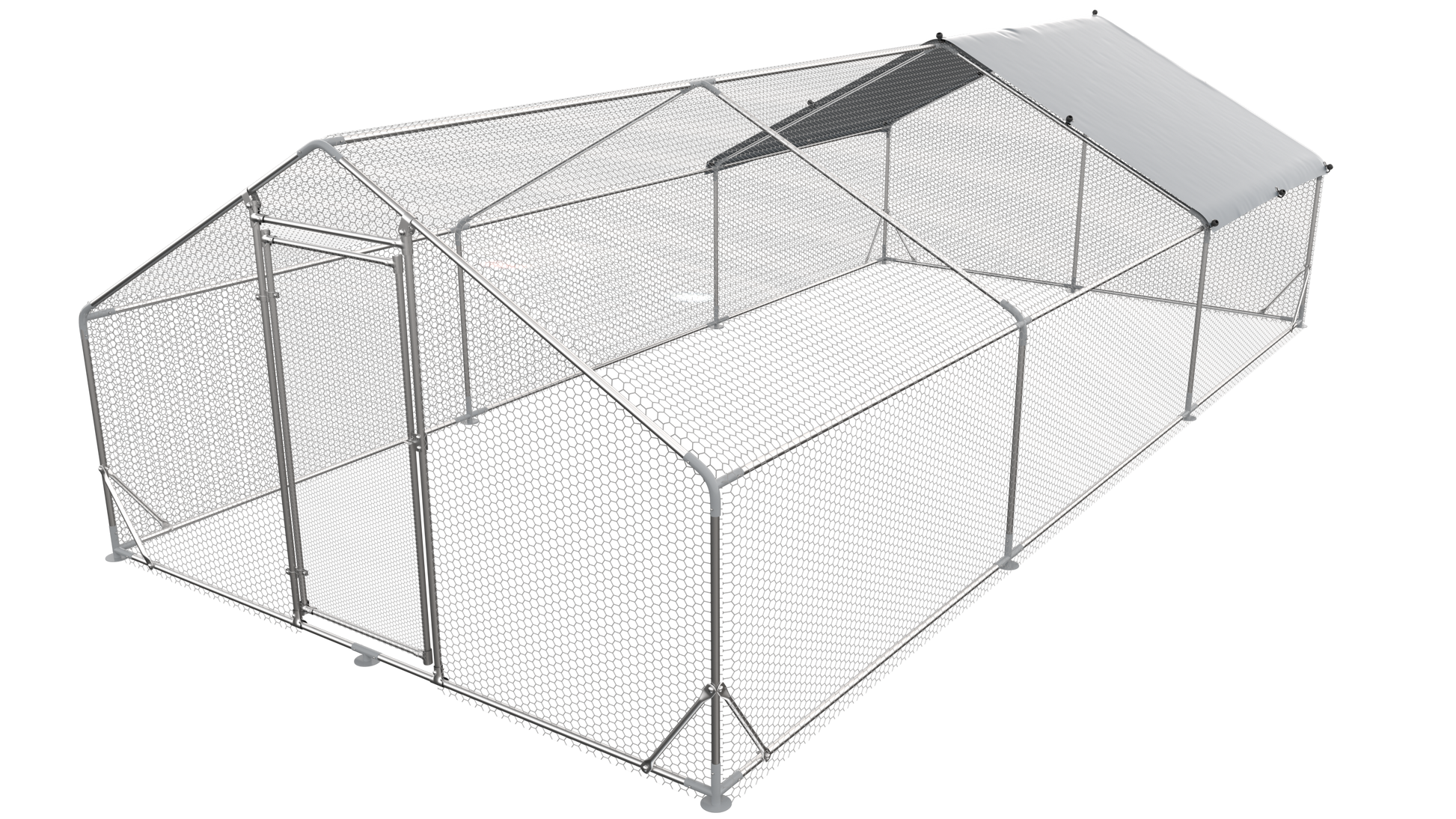 Large Metal Chicken Coop Walk-in Poultry Cage Hen Run House Rabbits Habitat Cage Spire Shaped Coop with Waterproof and Anti-Ultraviolet Cover (19.5' L x 9.7' W x 6.4' H) image 1