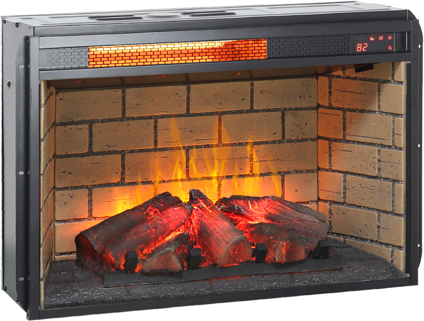 26 inch infrared quartz heater fireplace insert -woodlog version with brick image 7