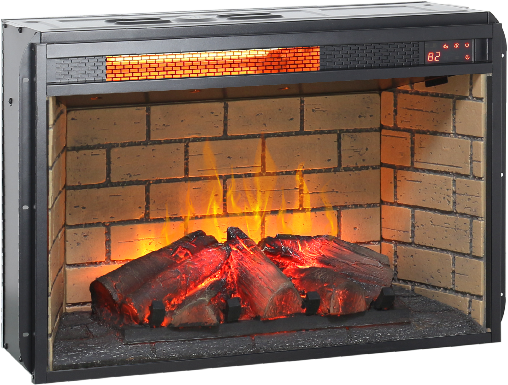 26 inch infrared quartz heater fireplace insert -woodlog version with brick image 7
