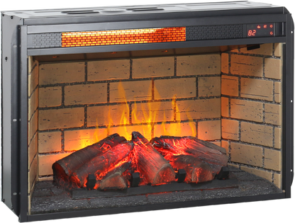 26 inch infrared quartz heater fireplace insert -woodlog version with brick image 7