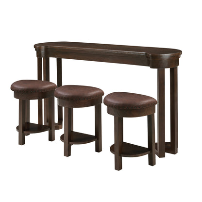 4 Piece Bar Table Set with3 PU Upholstered Bar Stools, Breakfast Table with 3 Padded Stools Solid Wood Counter Height Dining Table Set for Living Room, Dining Room. Espresso image 9