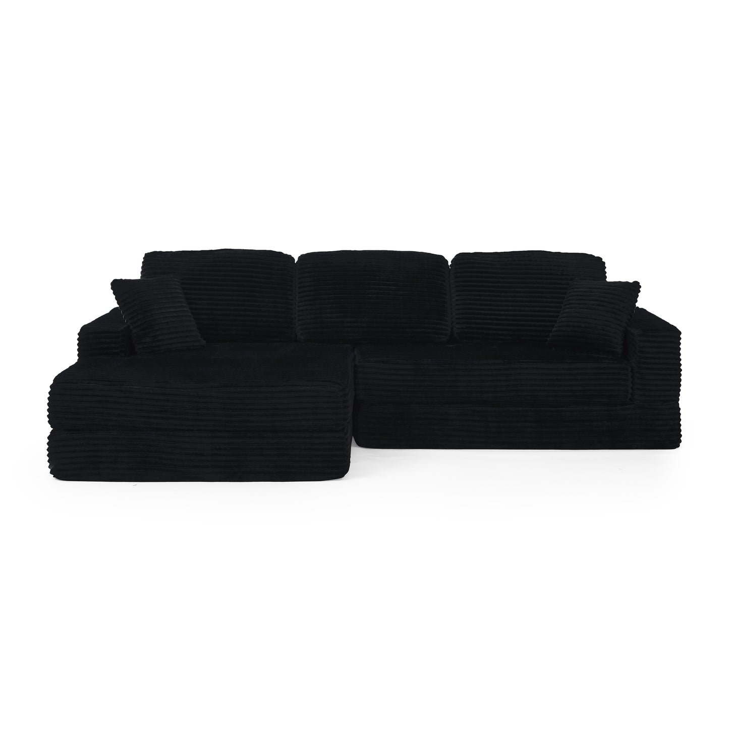 Left sofa seat,L shape Modular Sectional Sofa, Compressed Sectional Sofa Modern Minimalist Style Corduroy Couch,Unfold into a bed, Bedroom, Comfy Compressed Sofa Couch Space-Efficient Design-black image 10