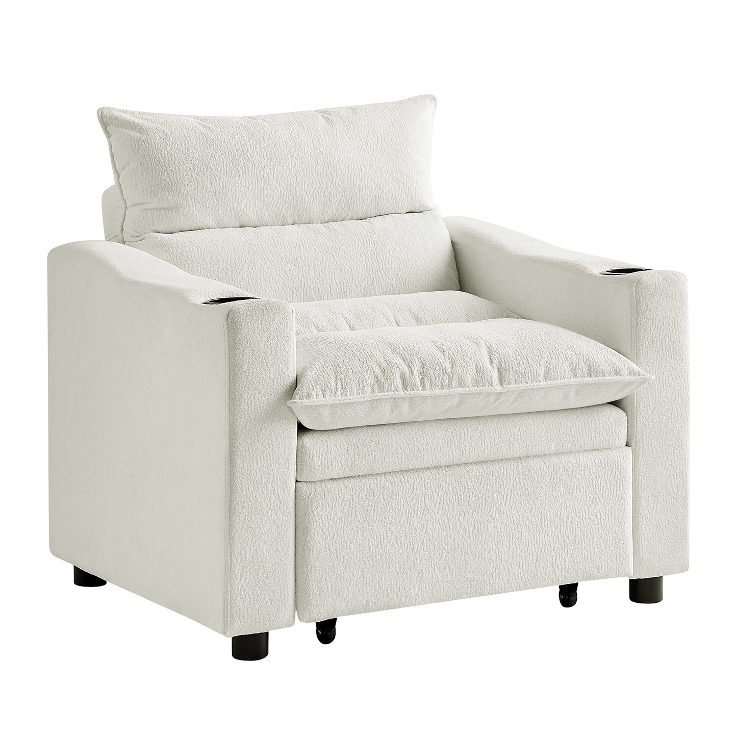 Sleeper Sofa Chair Bed, Convertible Sofa Chair 3-in-1, Adjustable Sleeper Chair Pullout Sofa Bed with Modern Velvet Fabric for Living Room Apartment Small Space, Beige image 8