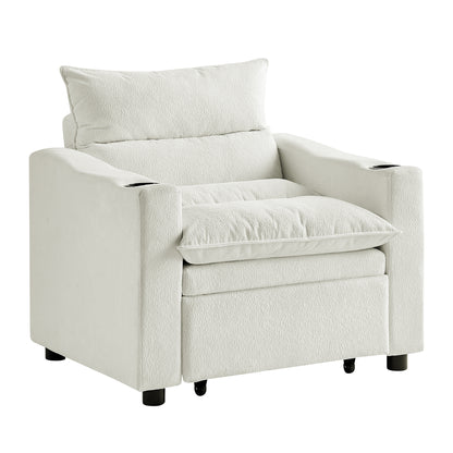 Sleeper Sofa Chair Bed, Convertible Sofa Chair 3-in-1, Adjustable Sleeper Chair Pullout Sofa Bed with Modern Velvet Fabric for Living Room Apartment Small Space, Beige image 8