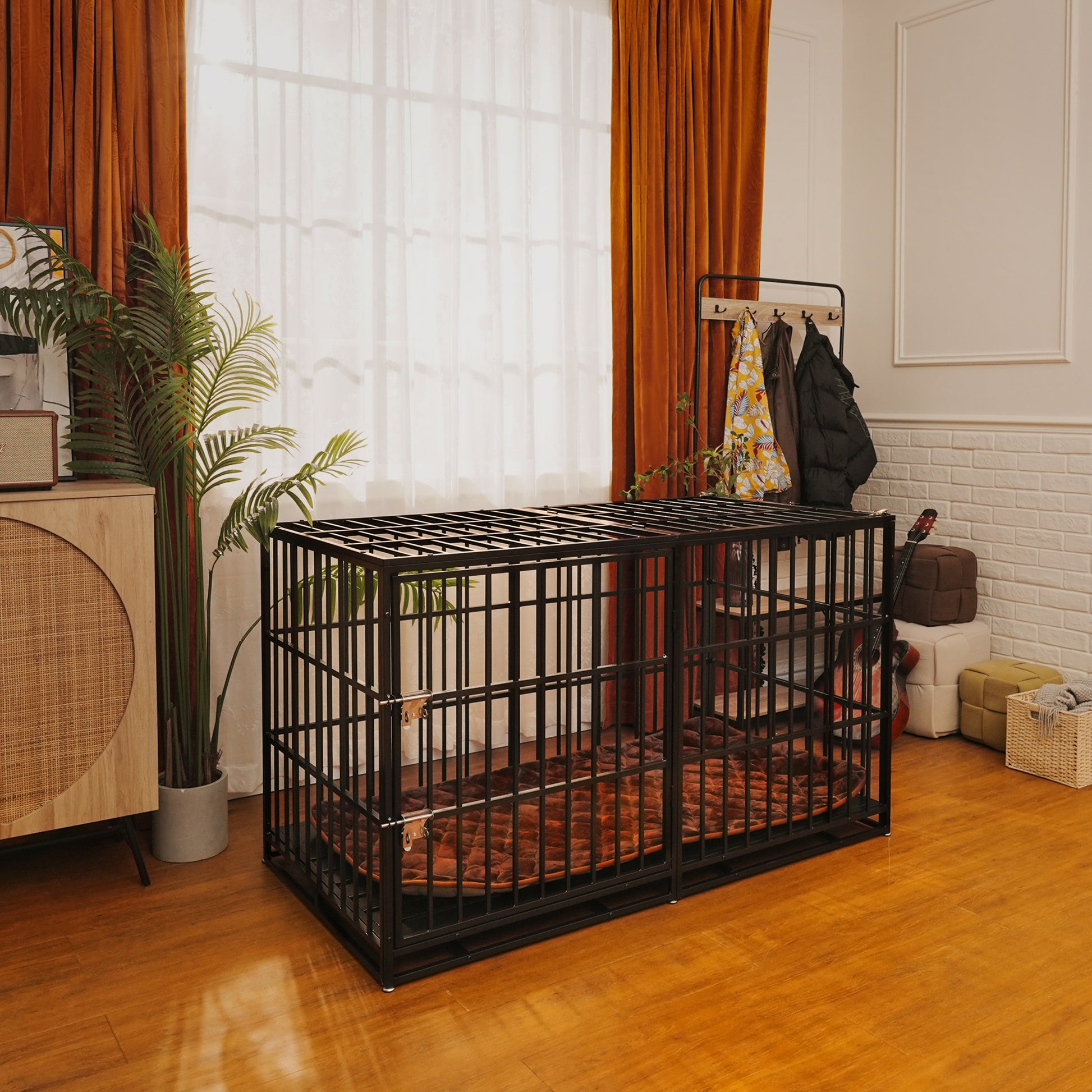 61" Extra Large Heavy Duty Dog Crate Dog cage Strong Metal Dog Kennels and Pens Crates for Large Dogs image 7