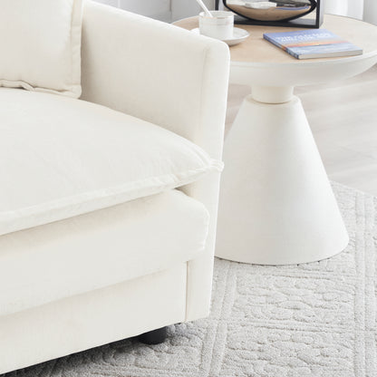Sofa Set of 2 Chenille Couch, 2+3 Seater Sofa Set Deep Seat Sofa, Modern Sofa Set for Living Room, White Chenille image 9
