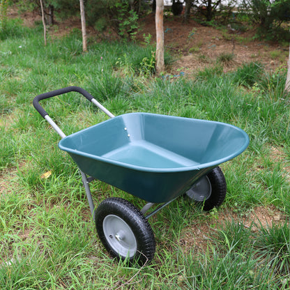 wheel barrow Two wheeled trolley for green garden 15 inch pneumatic wheel WB1001GN image 10