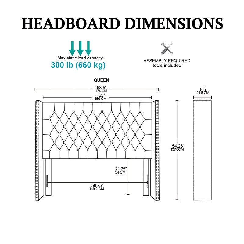 Upholstery Headboard Grey Queen image 5