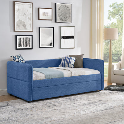 Daybed with Twin Size Pop-up Trundle Upholstered Tufted Sofa Bed, Twin Size, Boucle Fabric (83"x43"x29.5") image 10