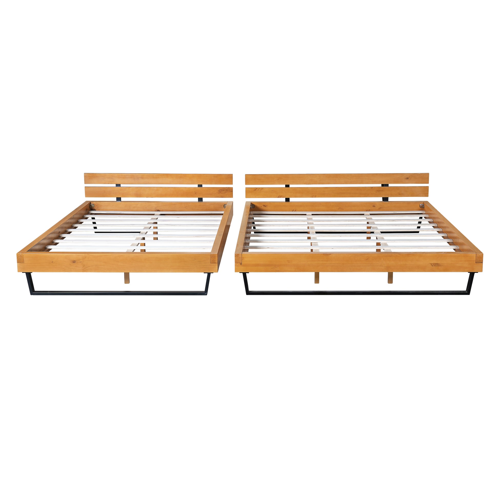 PINE WOOD BED FRAME KING SIZE,NATURAL & BLACK COLOR image 4