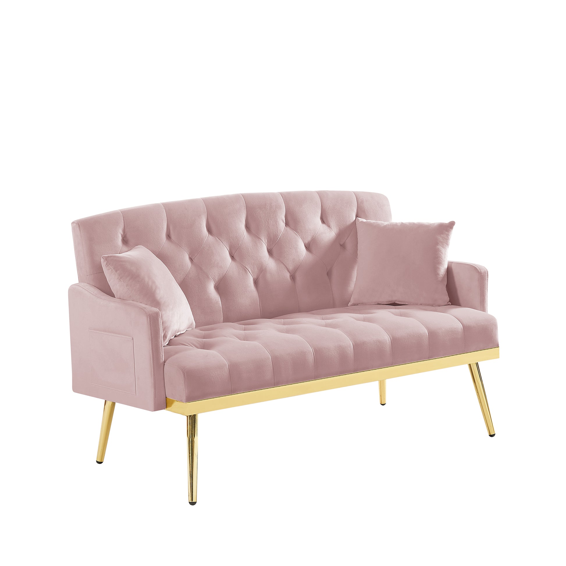 PINK Velvet Small Sofa with Gold Metal Legs image 8