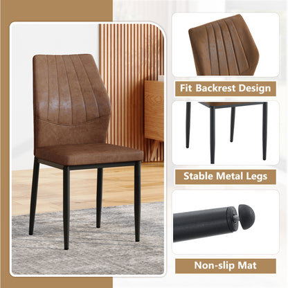 Set of 3 Brown - and - Black Dining Chairs with Shell - pattern, 37 inches High: Ergonomic Tech Fabric Backrest, Combines Comfort and Style. image 3