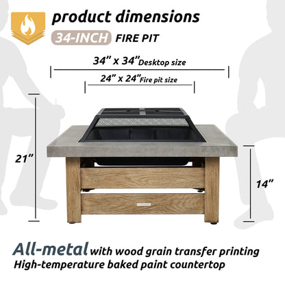 34-inch Iron Fire Pit Table Wood-burning stove image 9