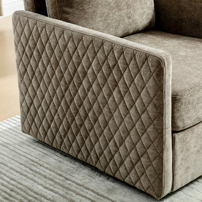 29.5''W Upholstered 360° Swivel Armchair with Hidden Storage, Comfy Diamond-Shape Tufted Armrests Accent Square Club Chair Single Sofa with Pillow for Living Room, Bedroom,Reading Nook,Corner, Taupe image 9