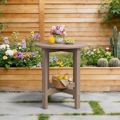 Antique Brown HDPE Outdoor Side Table, Small All-Weather Patio End Table, 15.94 in. L x 15.94 in. W x 17.71 in. H image 1