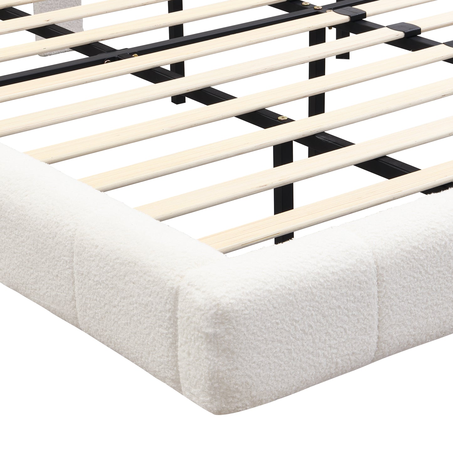 White Boucle Floating Bed with Light,King image 8