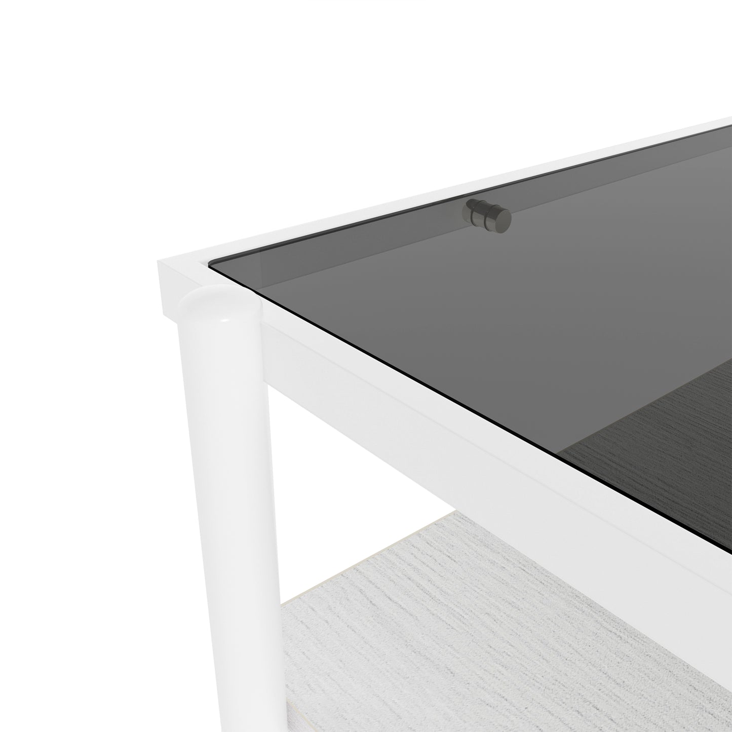 Rectangle Coffee Table with Gray Tempered Glass top and White Legs, Modern Table for Living Room image 8