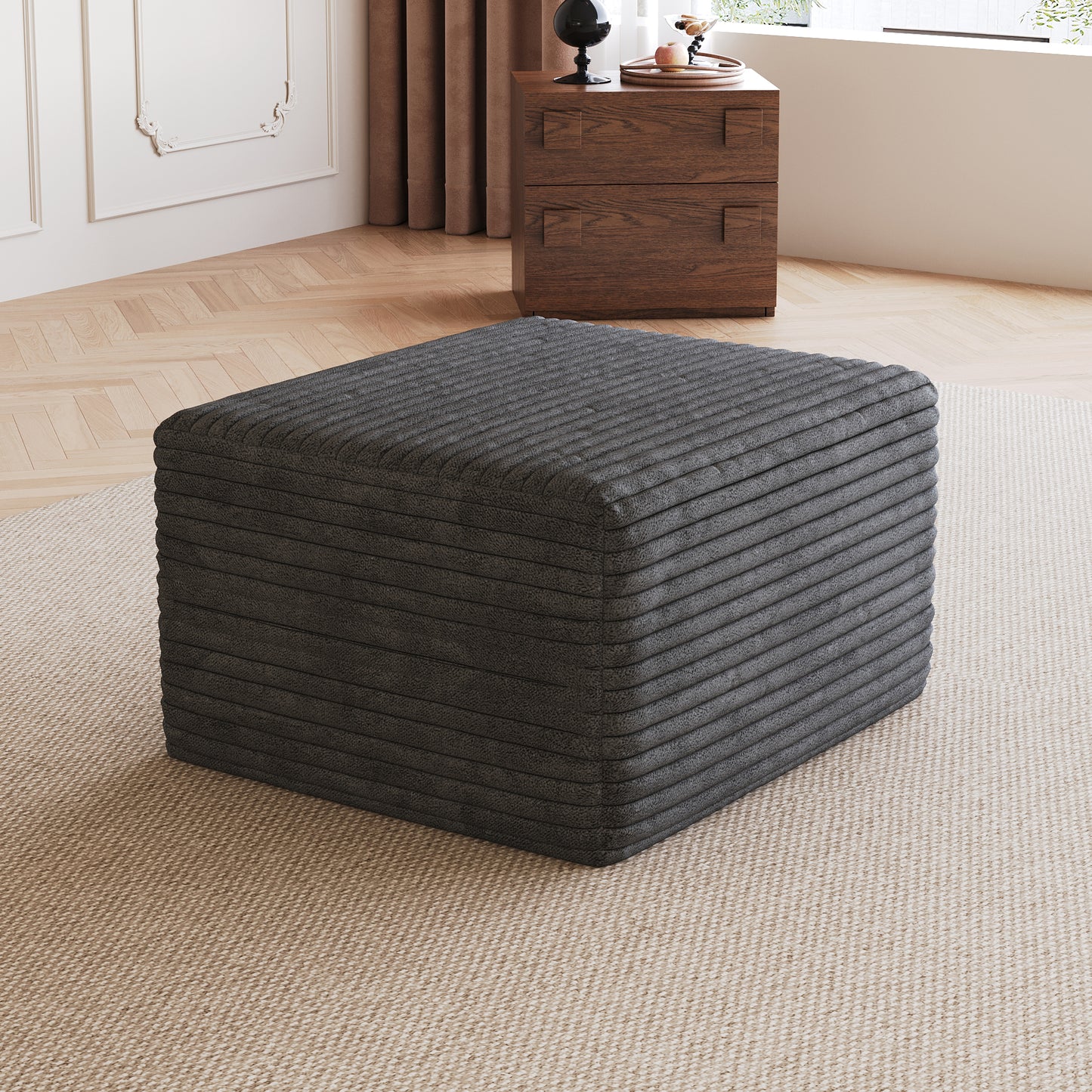 Sofa ottoman,No Assembly Required,Dark Grey(Plush Corduroy Fabric) image 1
