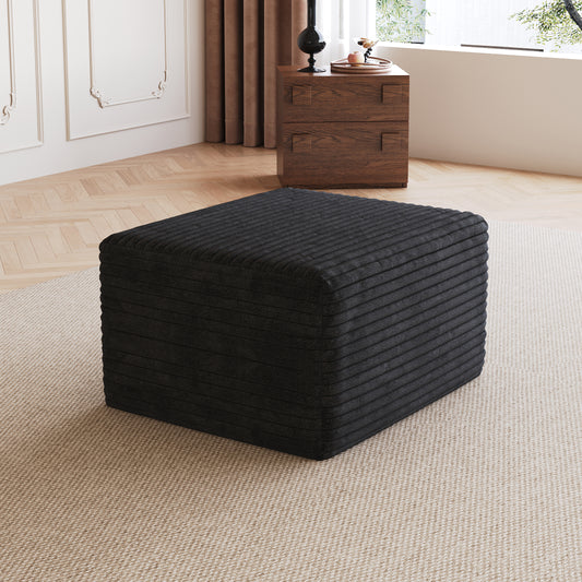 Black plush corduroy sofa ottoman no assembly required front view